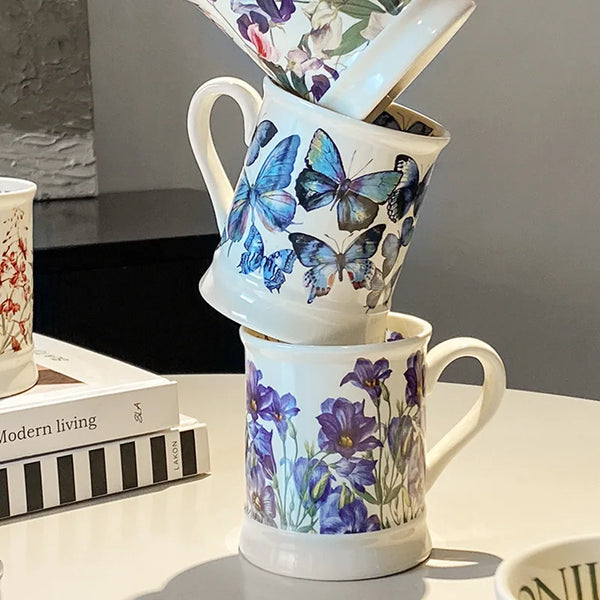 Elegant Ceramic Flower Mugs