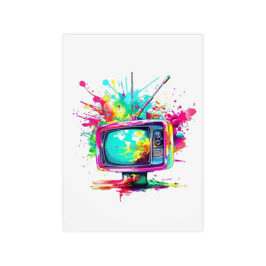 Flying Television Poster Random Retro Sky Screens Vintage Art Print