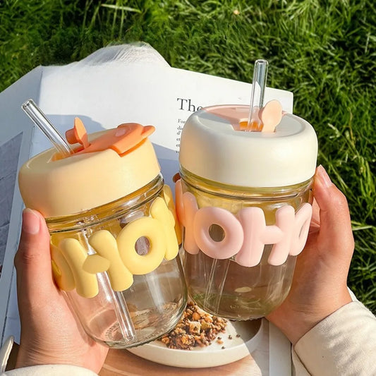 Cute Pearl Straw Glass Cup