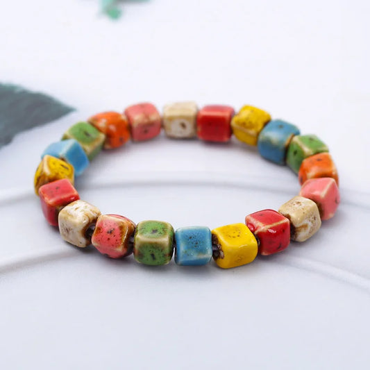 Rainbow Glazed Ceramic Bracelet